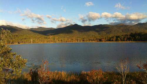 View across lake near Gathering site